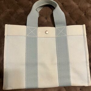 Hermes. Authentic Stylish Two-Tone Canvas Tote Bag